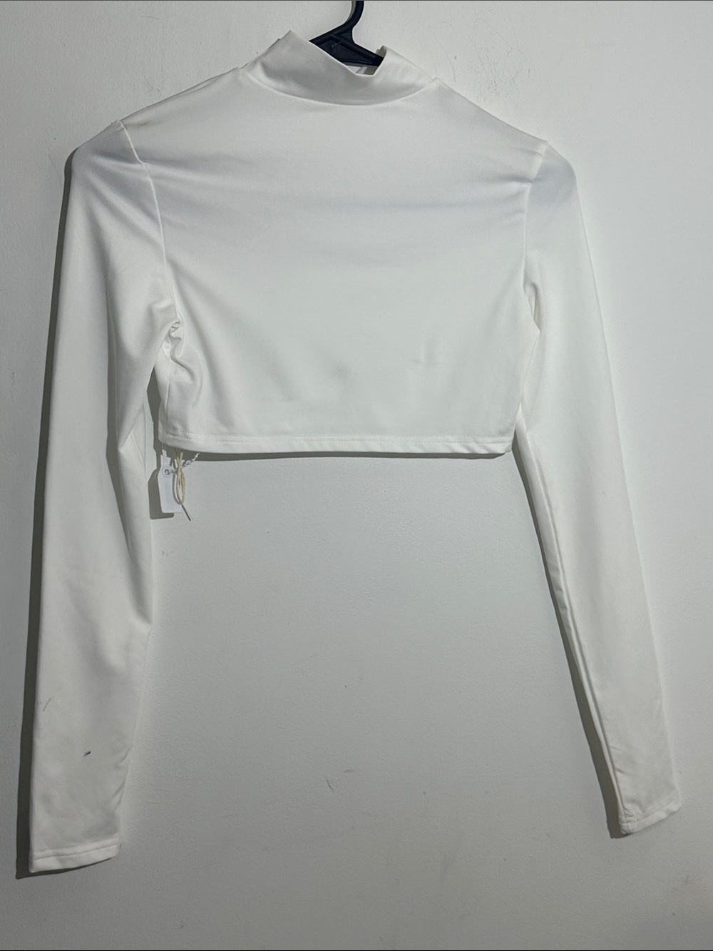 NaNa White Long Sleeve Cropped Mock Neck Top